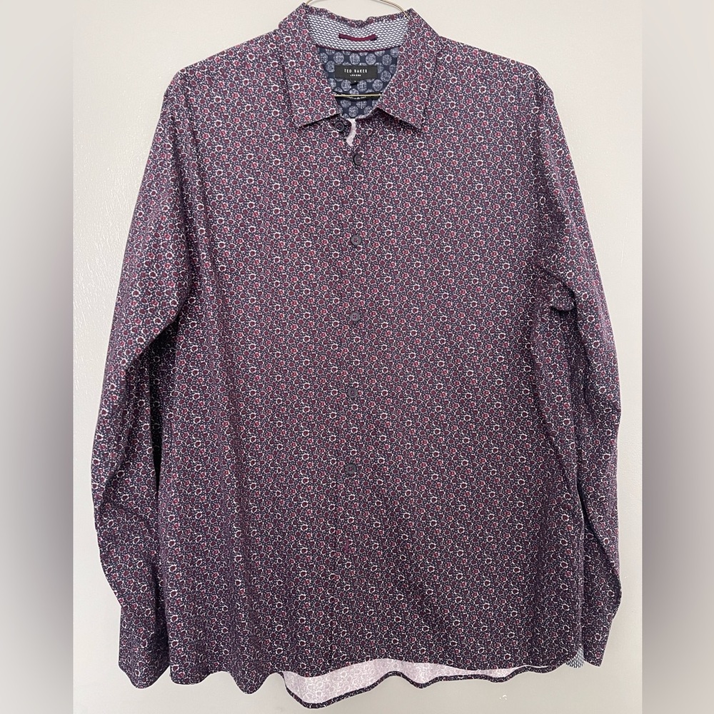 Ted Baker London Cotton Dress Shirt Men X-Large 7  Long Sleeve
